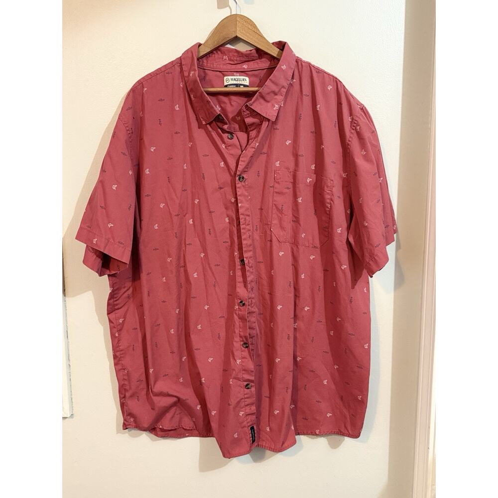 Magellan Outdoors Red Short-Sleeve Button-Down Shirt
